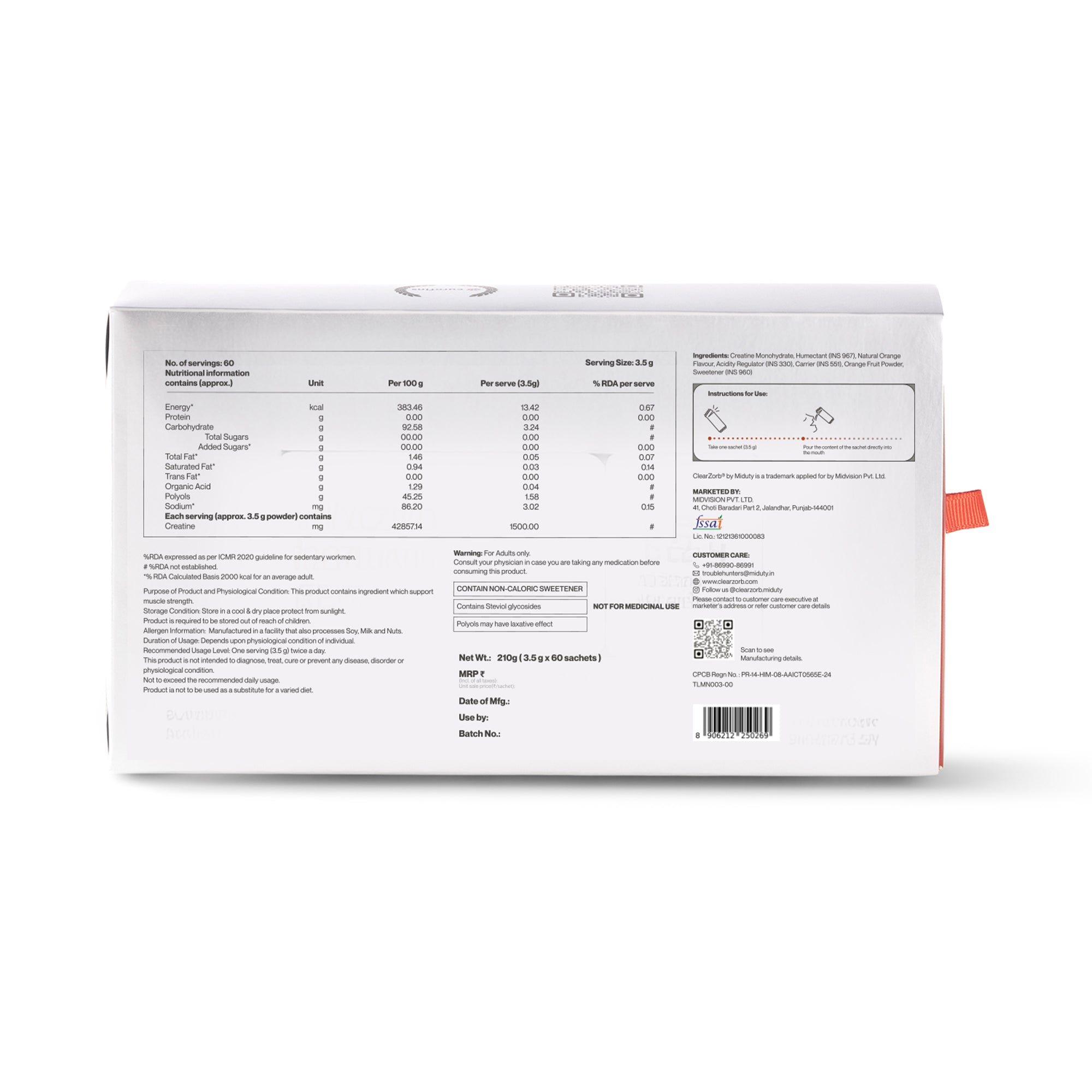 Mouth Dissolving Creatine Monohydrate (60 Sachets)