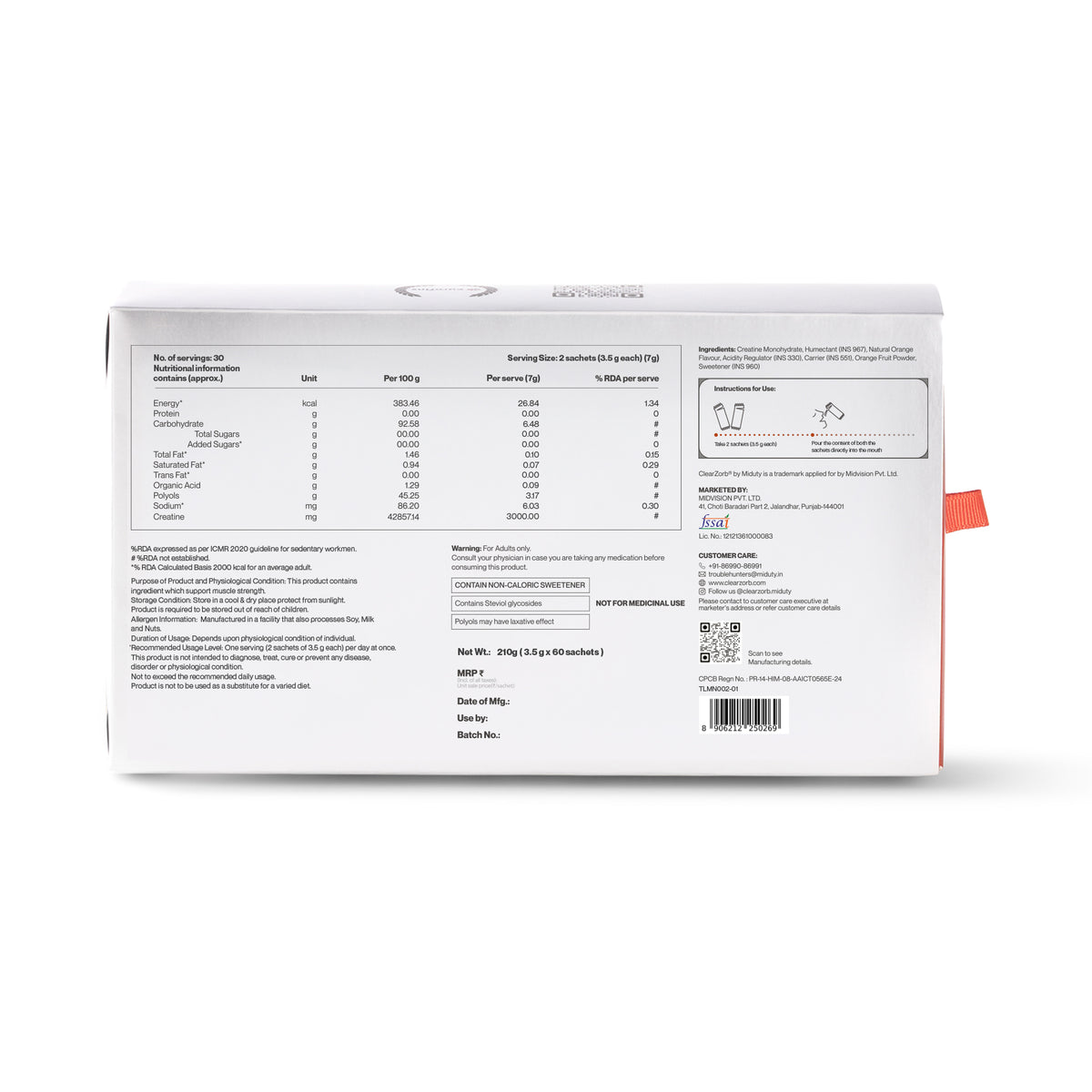 Mouth Dissolving Creatine Monohydrate (60 Sachets)