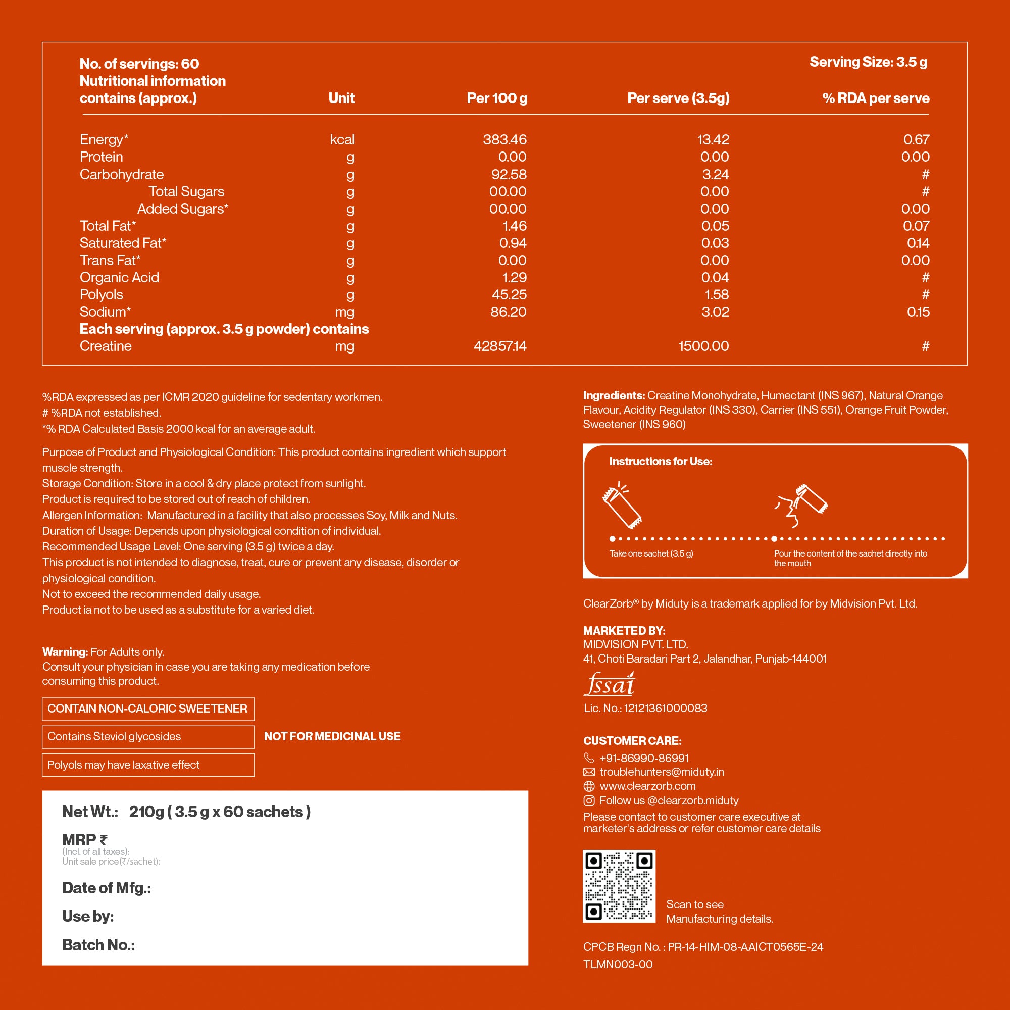 Creatine Monohydrate (60 Sachets)