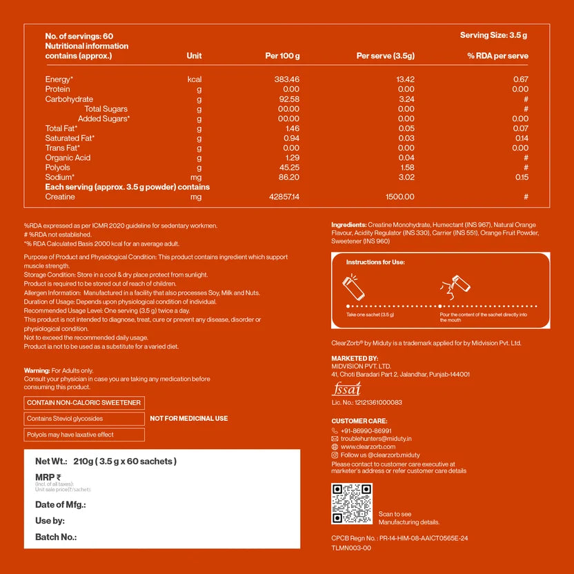 Prebook Creatine Monohydrate (60 Sachets)