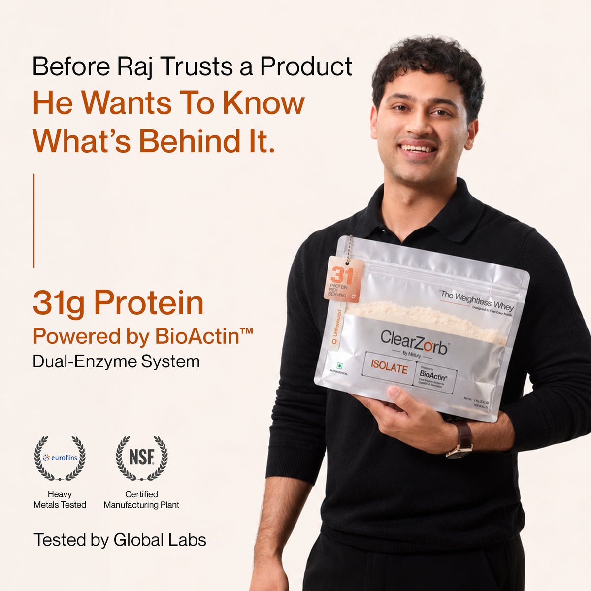 Whey Protein Isolate 31g | 500g | Unflavoured